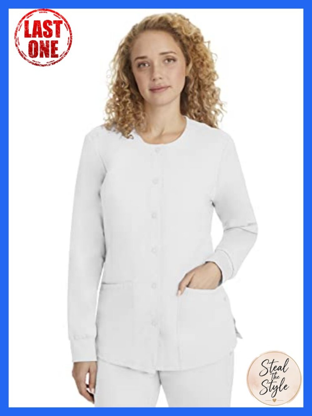 Healing Hands Women's Snap Front Scrub Jacket 2-Way Stretch Multi-Pocket Medical